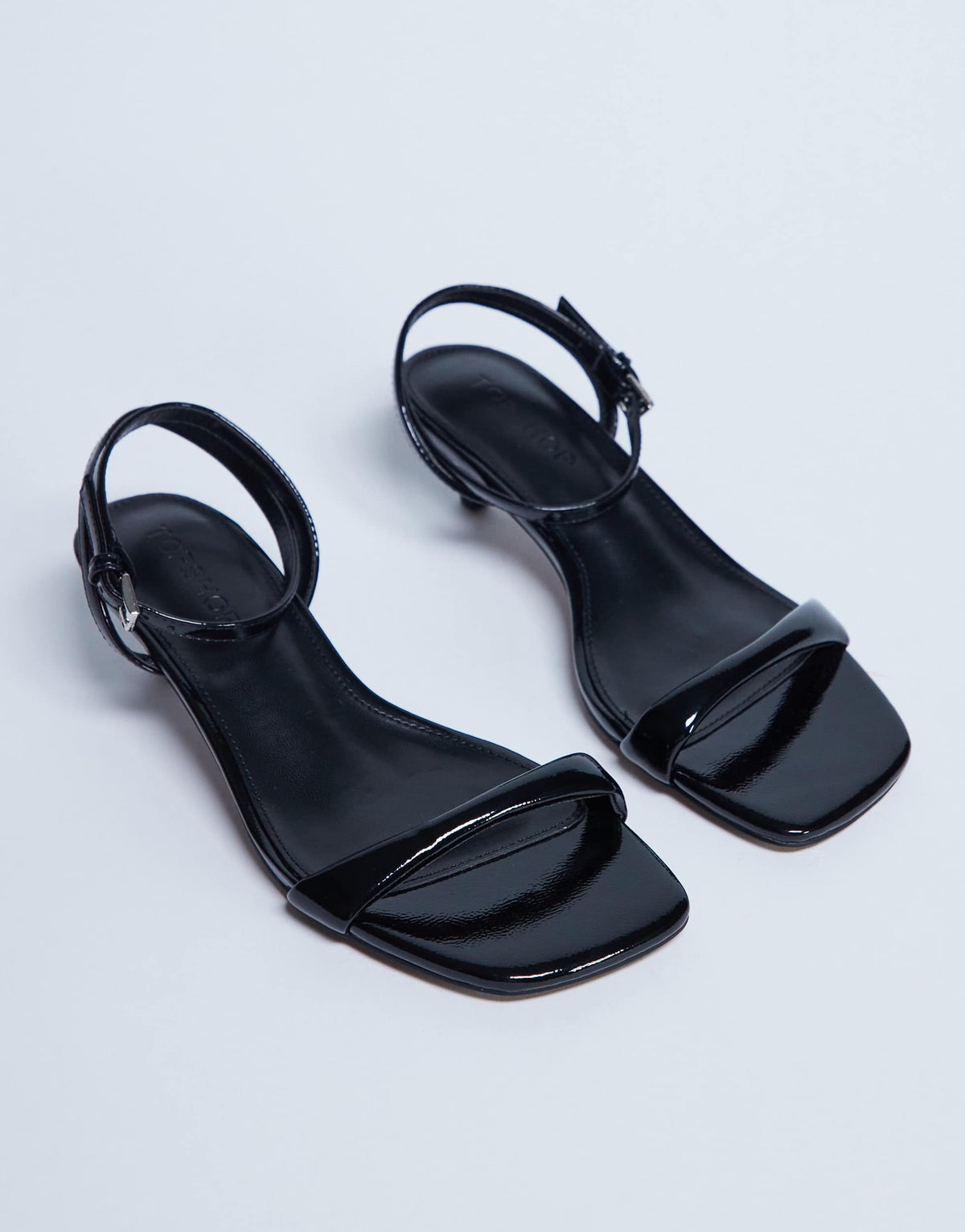 Topshop Irene barely there mid heeled sandal in black