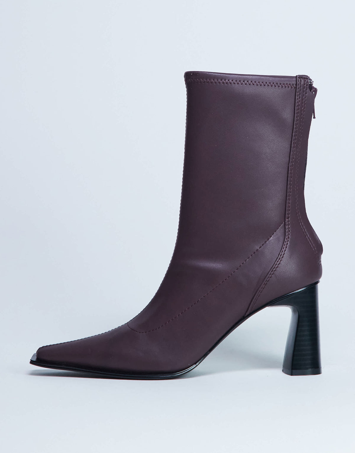 Topshop Nicky chisel toe ankle boot in burgundy