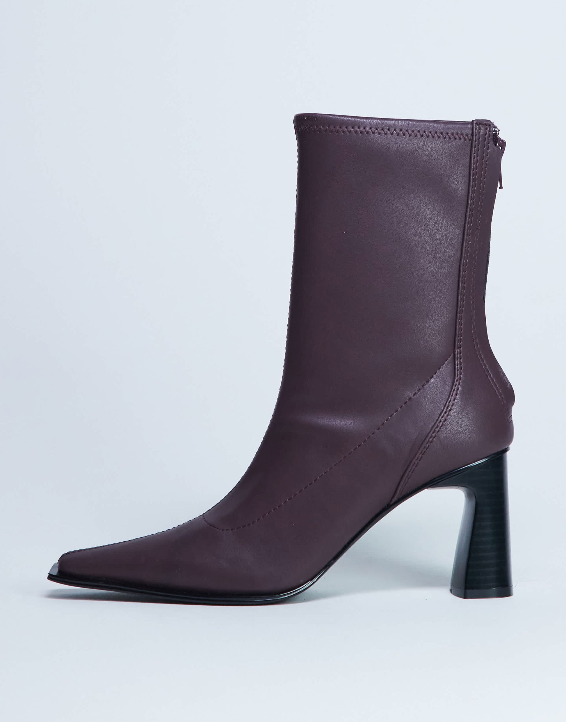 Topshop Nicky chisel toe ankle boot in burgundy
