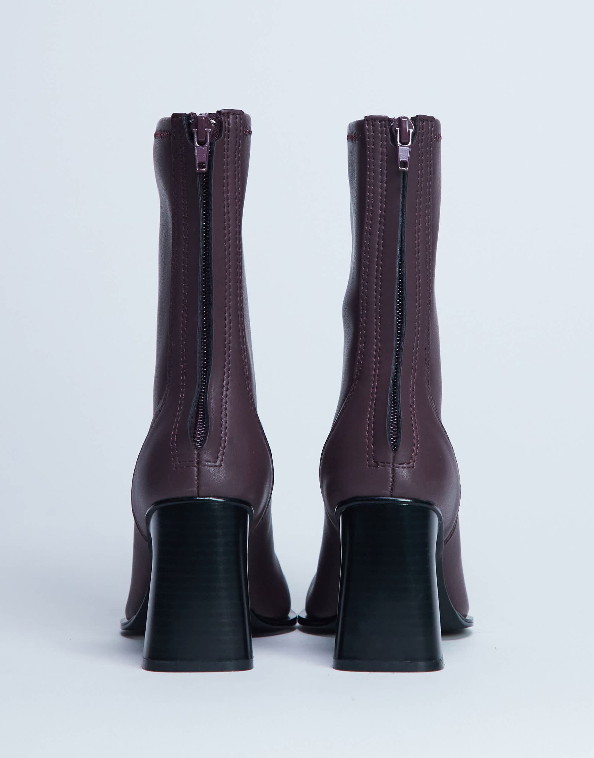 Topshop Nicky chisel toe ankle boot in burgundy