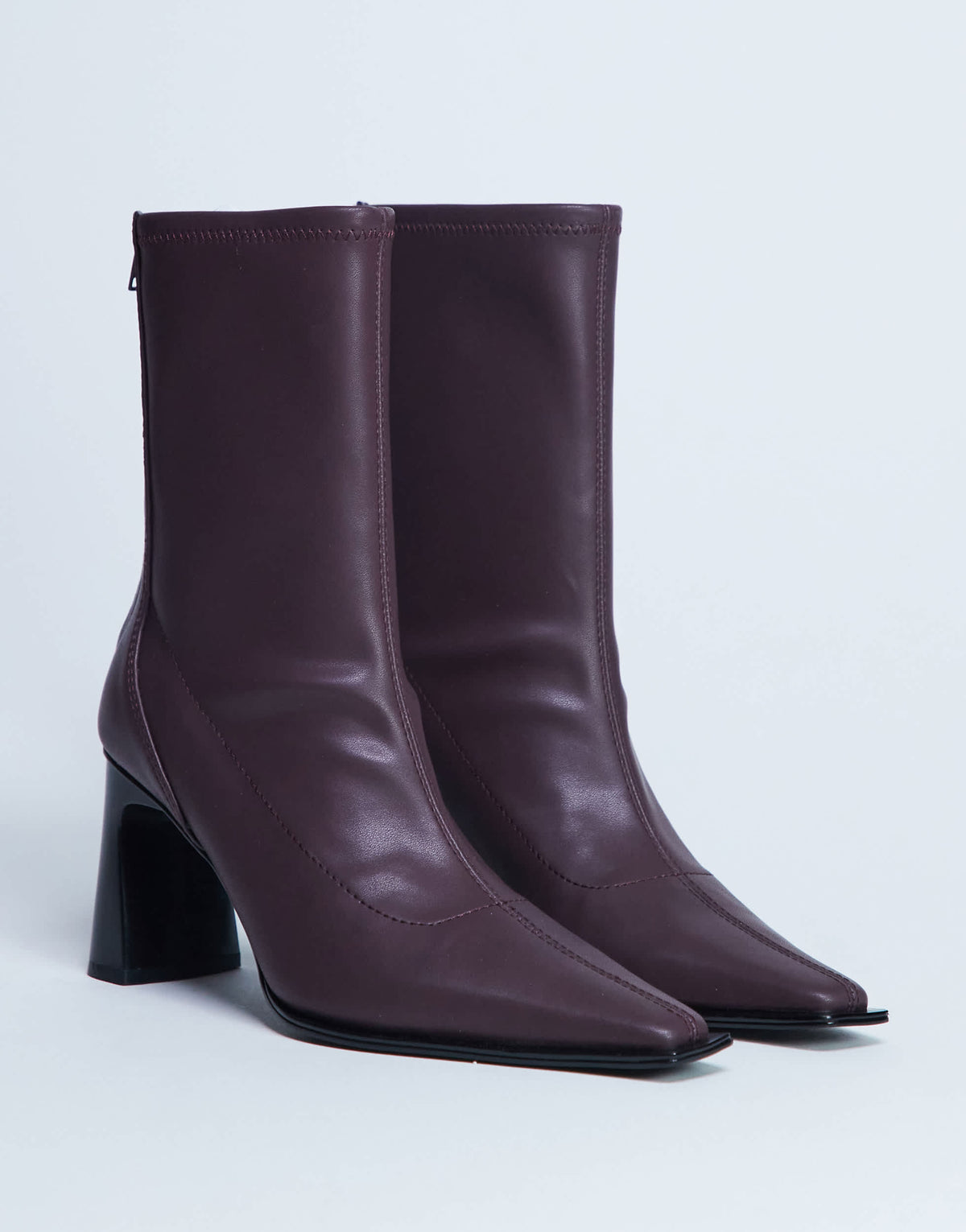 Topshop Nicky chisel toe ankle boot in burgundy