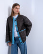 Topshop double layer fronted liner jacket in brown
