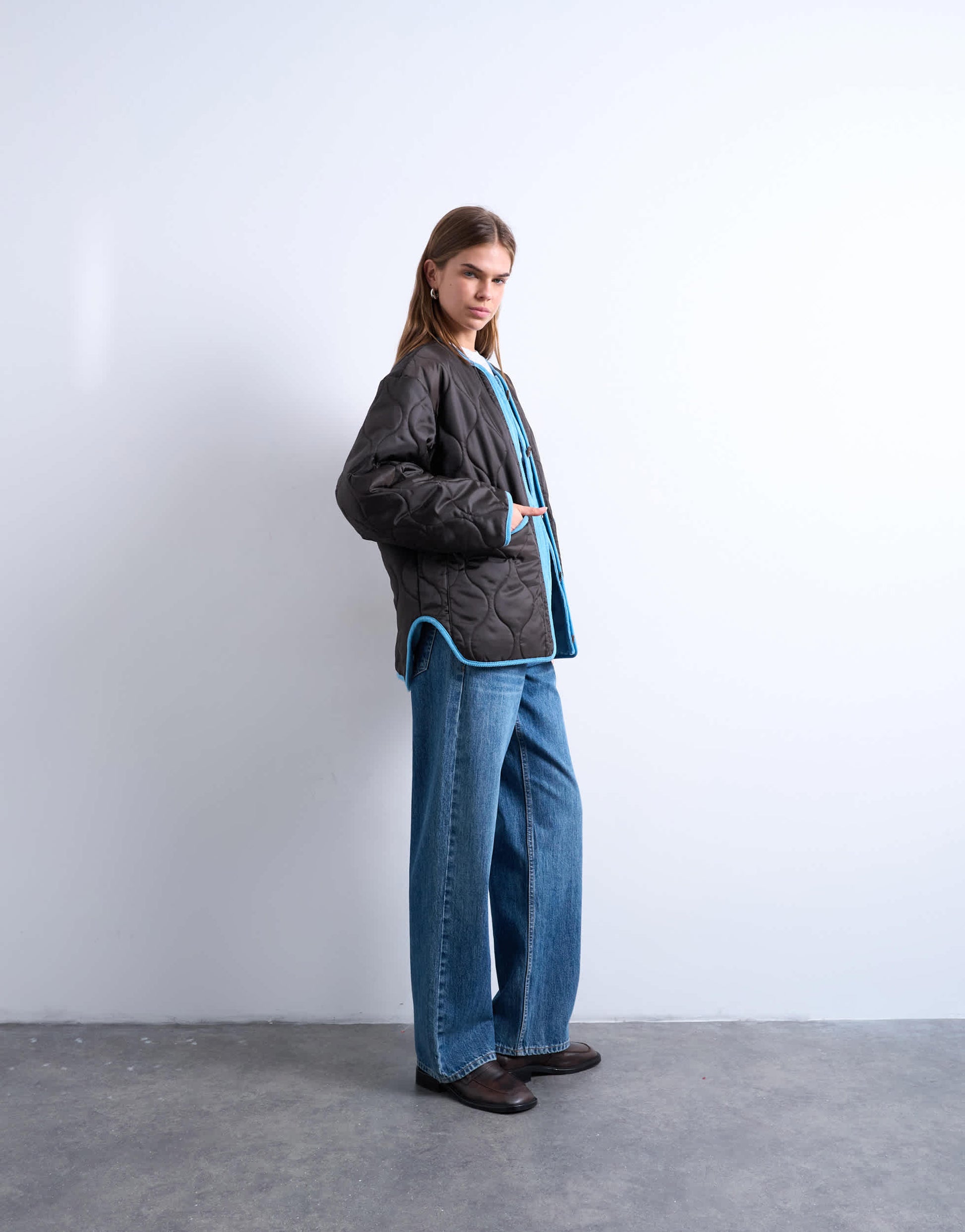 Topshop double layer fronted liner jacket in brown