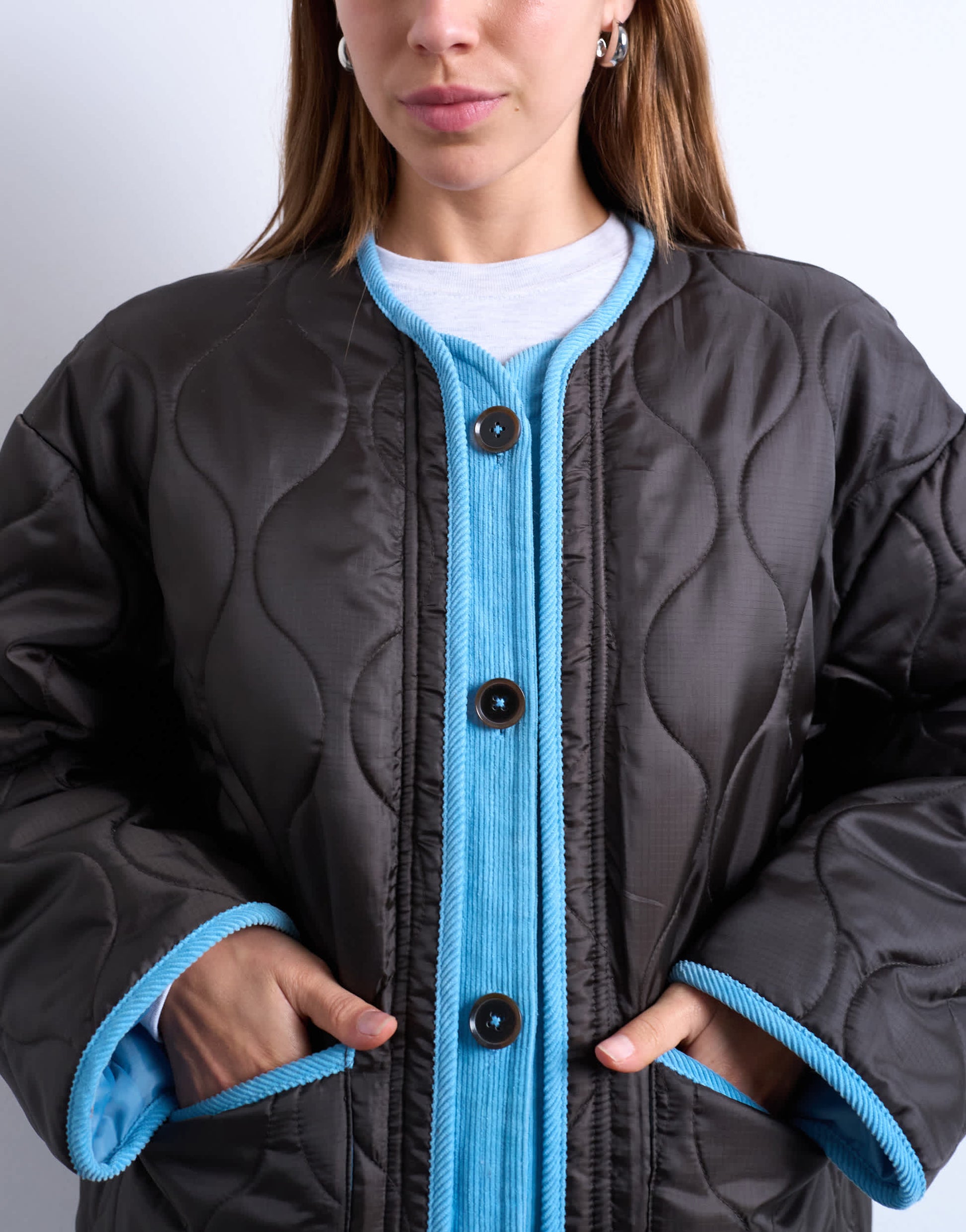 Topshop double layer fronted liner jacket in brown