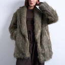 Topshop faux mono stripe shawl mid length coat in black