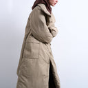 Doudoune longue Topshop à col montant et ceinture couleur pierre