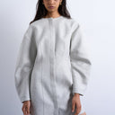 Topshop cocoon structured mini dress in woven grey marl