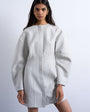 Topshop cocoon structured mini dress in woven grey marl