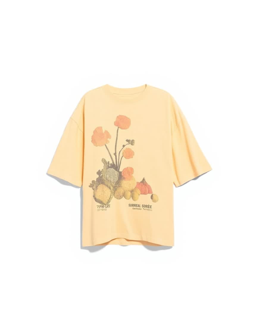 Topshop graphic flower print oversized tee in orange