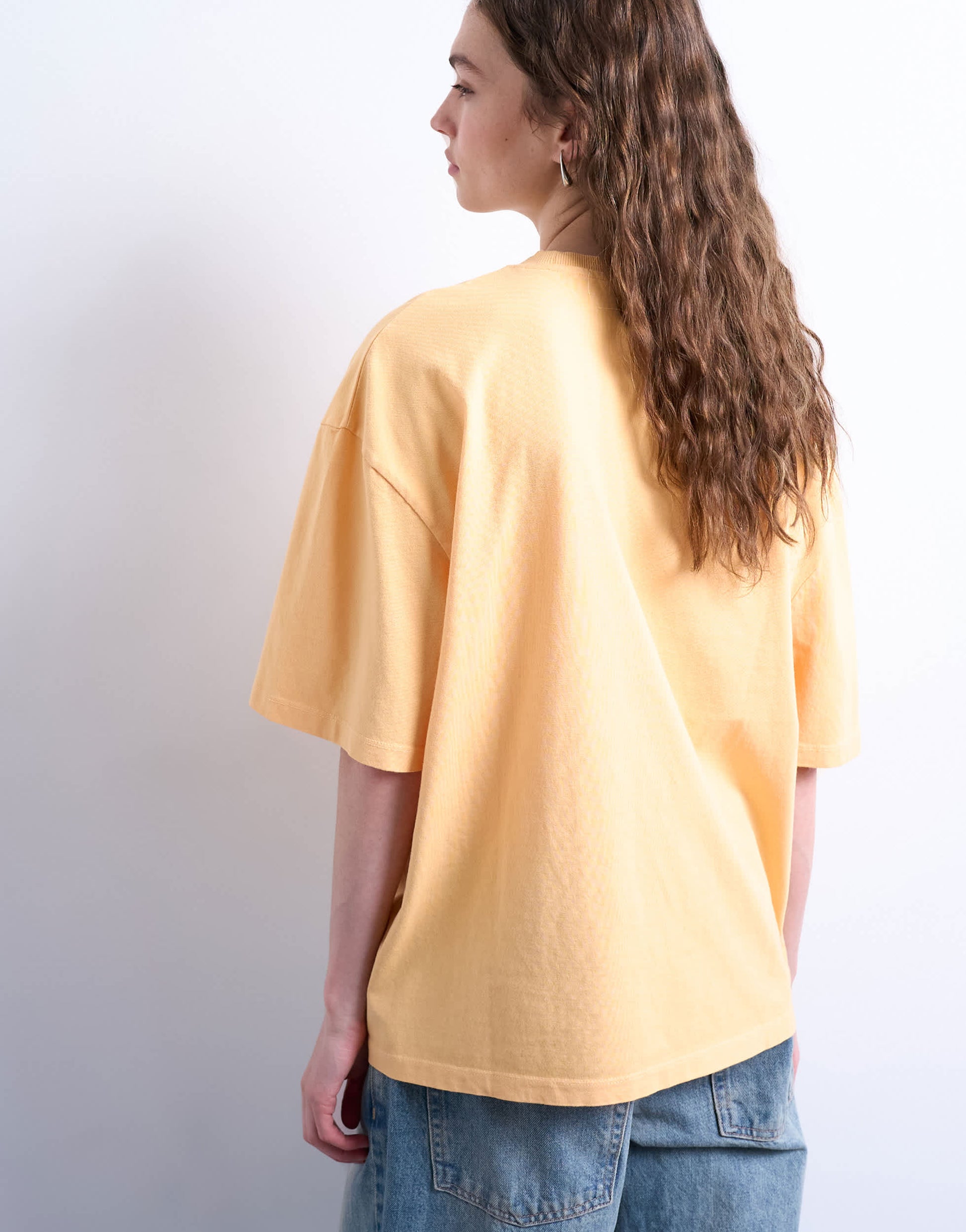 Topshop graphic flower print oversized tee in orange