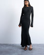 Topshop slash neck midi dress in black premium cupro jacquard