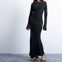 Topshop slash neck midi dress in black premium cupro jacquard