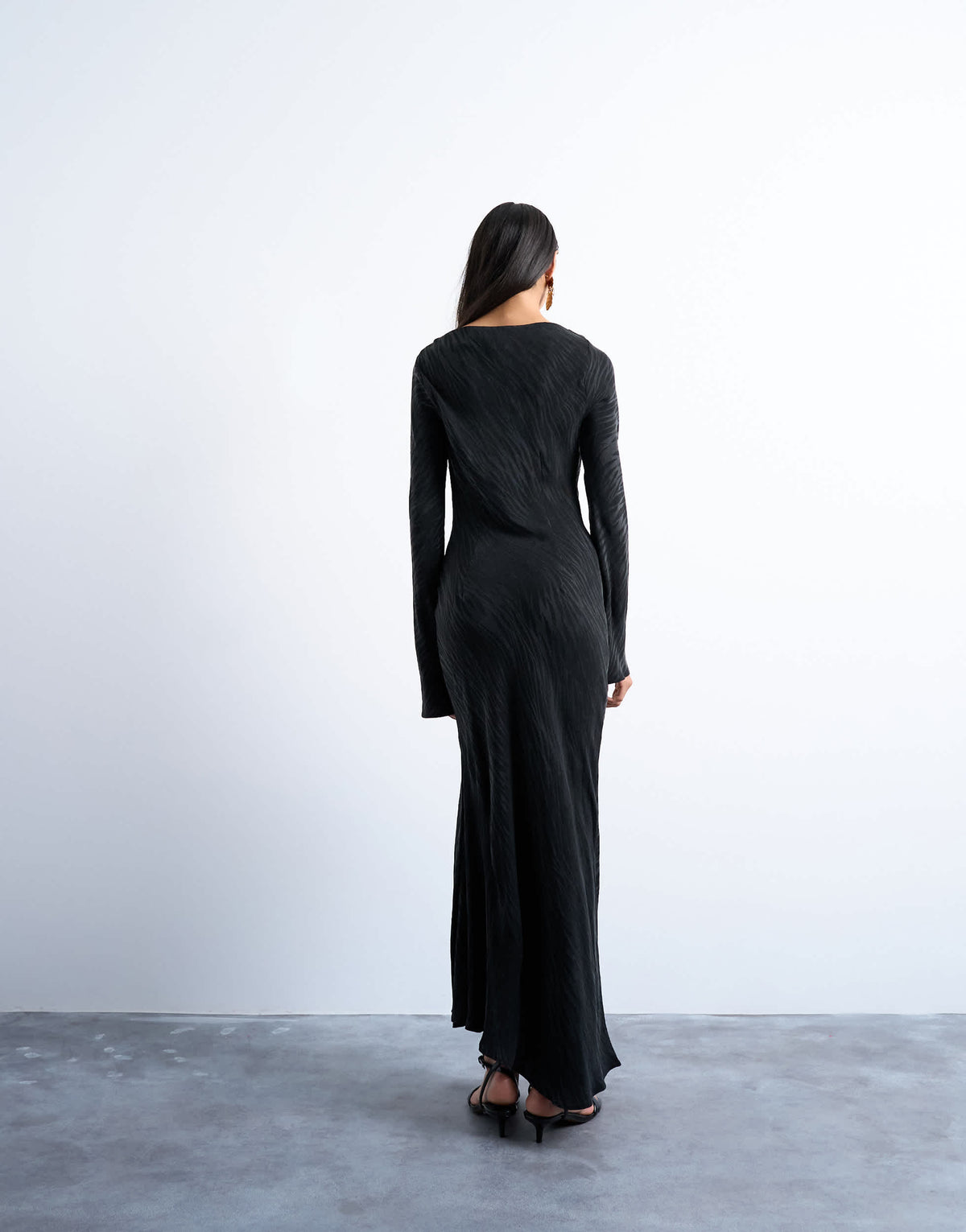 Topshop slash neck midi dress in black premium cupro jacquard
