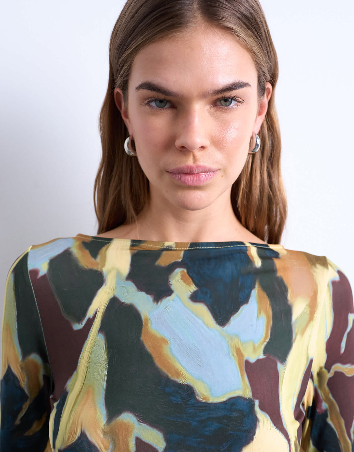 Topshop microfibre abstract print top in multi