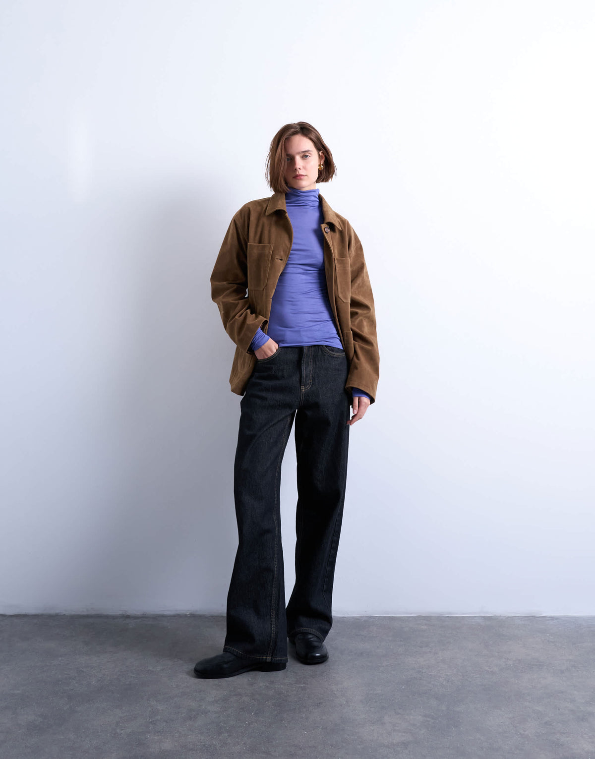 Topshop high neck viscose long sleeve top in purple