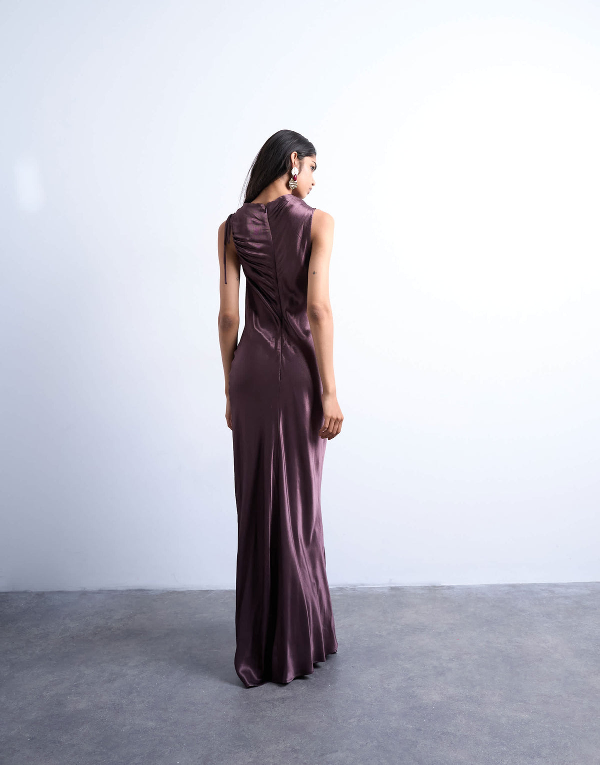 Topshop bias ruched arm hole maxi occasion dress in deep burgundy