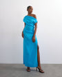 Topshop grown on shoulder midi dress in soft touch electric blue