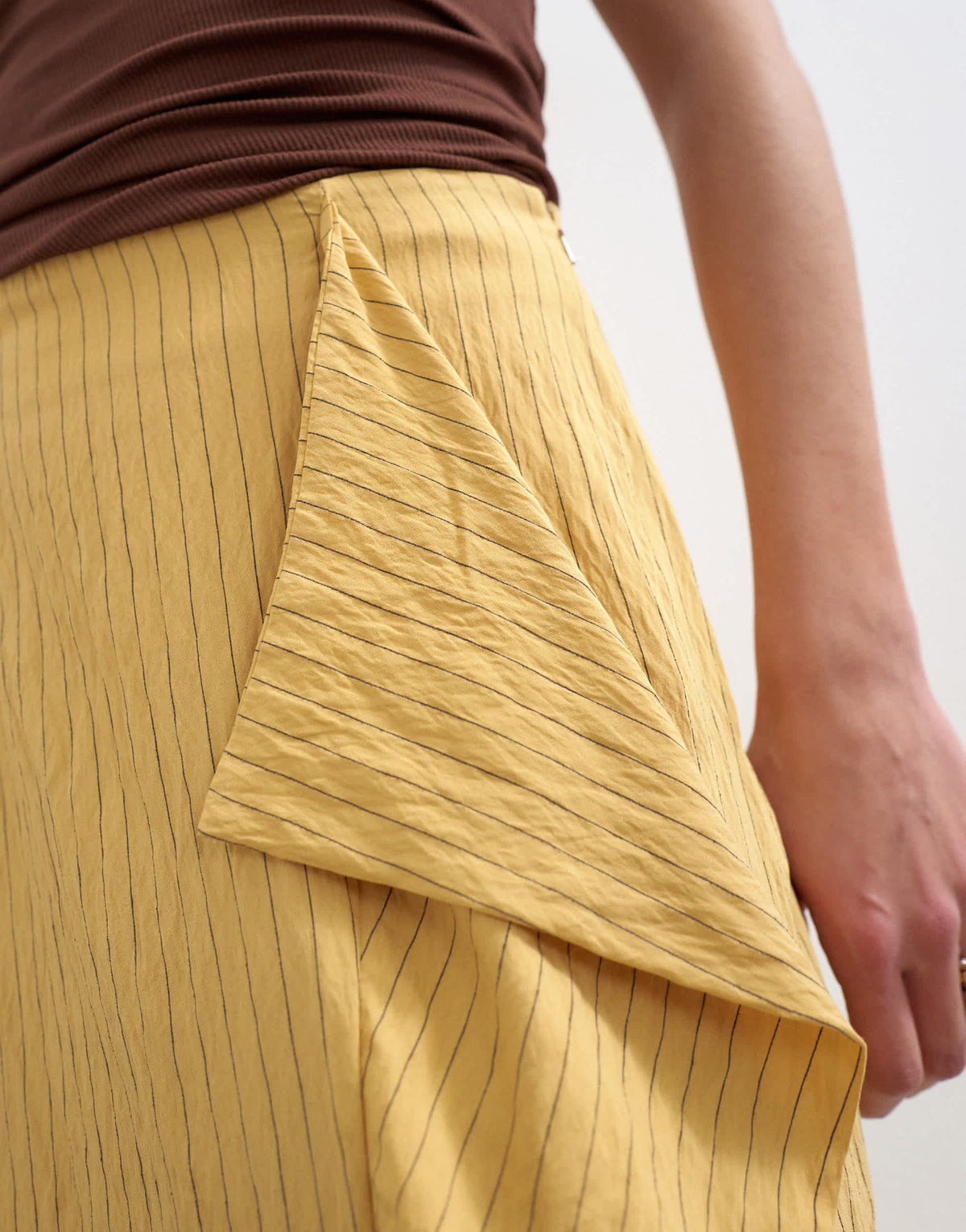 Topshop sarong wrap midi skirt in tan stripe