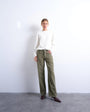 Topshop Ember low rise cord jean in sage
