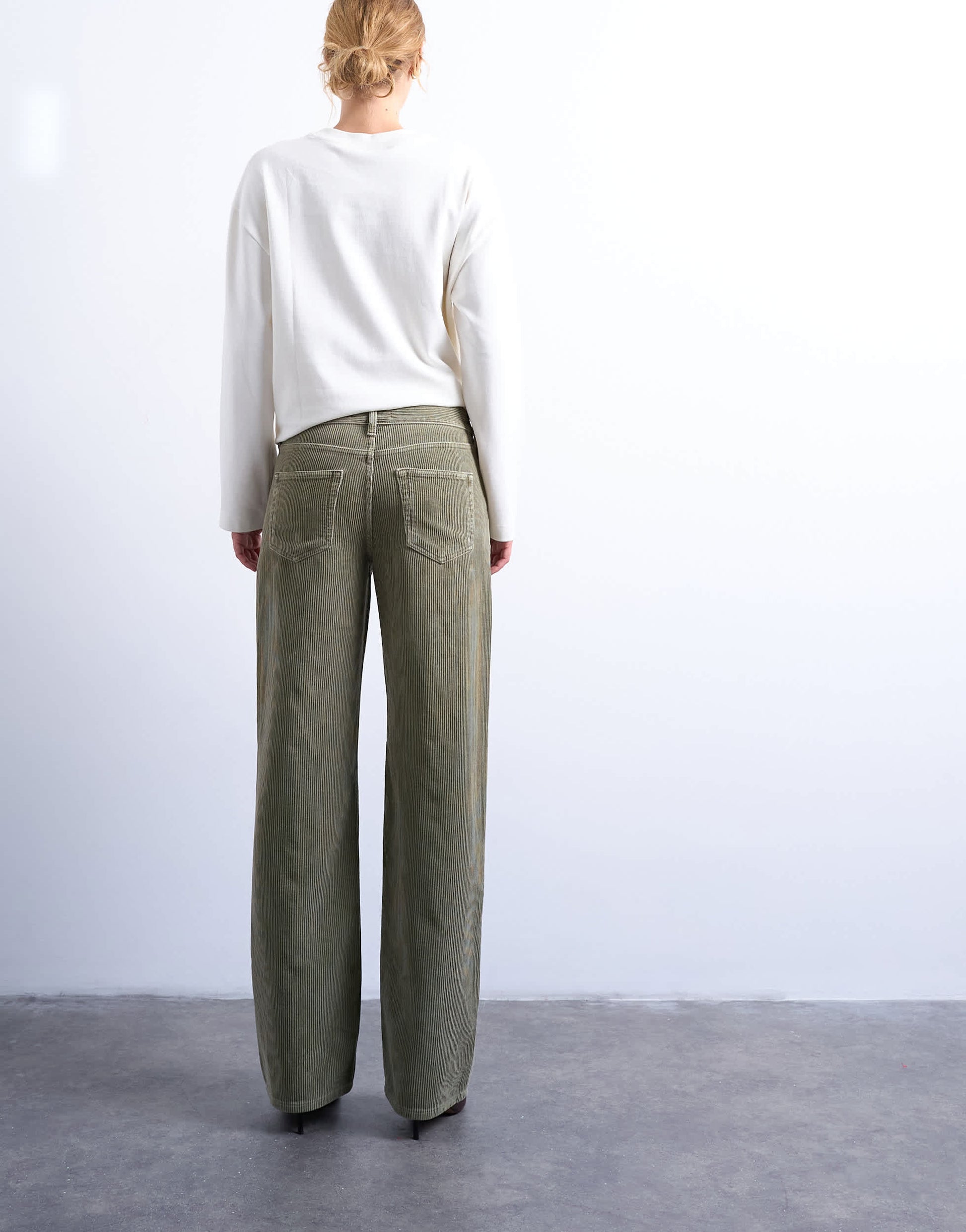 Topshop Ember low rise cord jean in sage