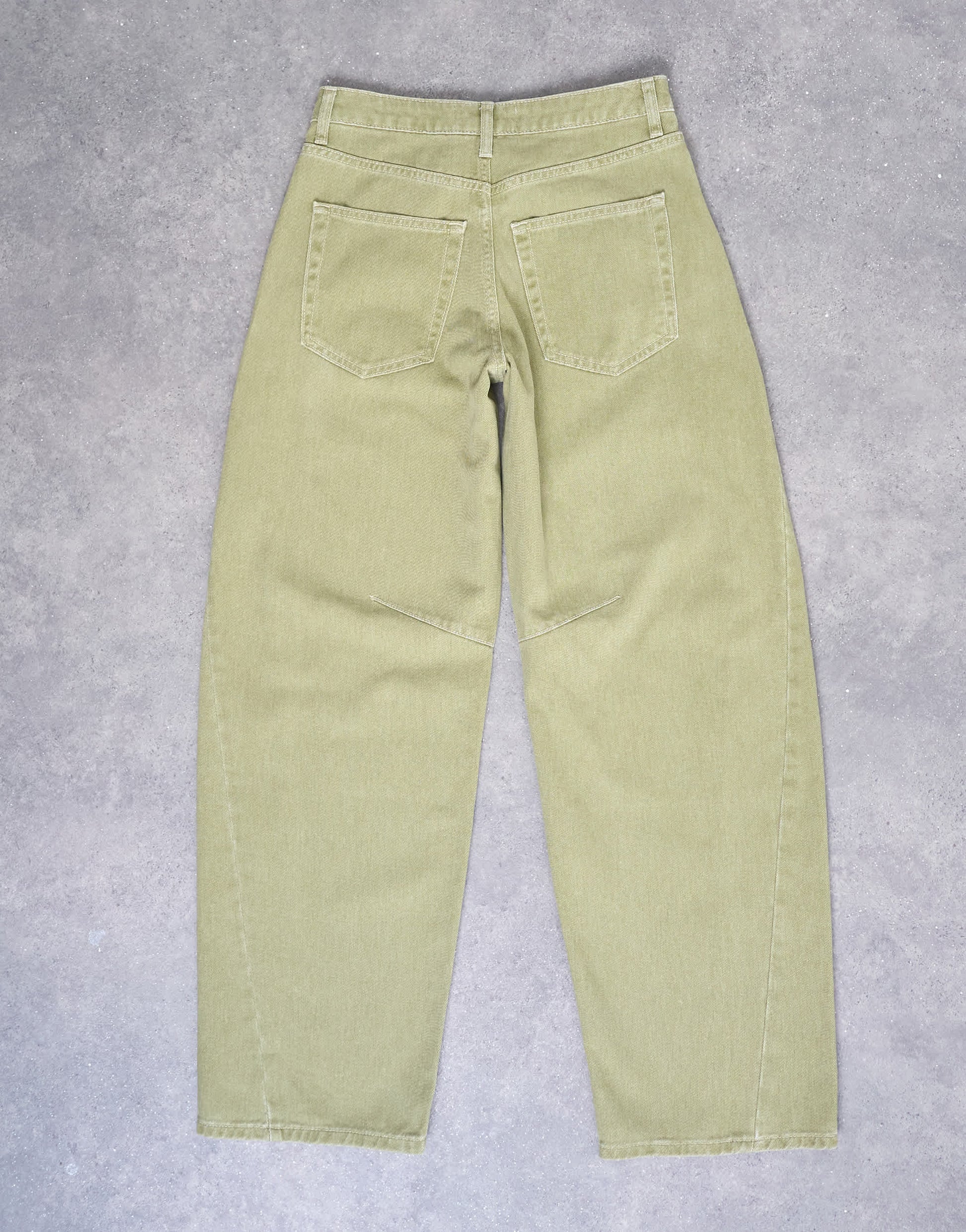 Topshop Barrel mid rise jean with seam details in avocado