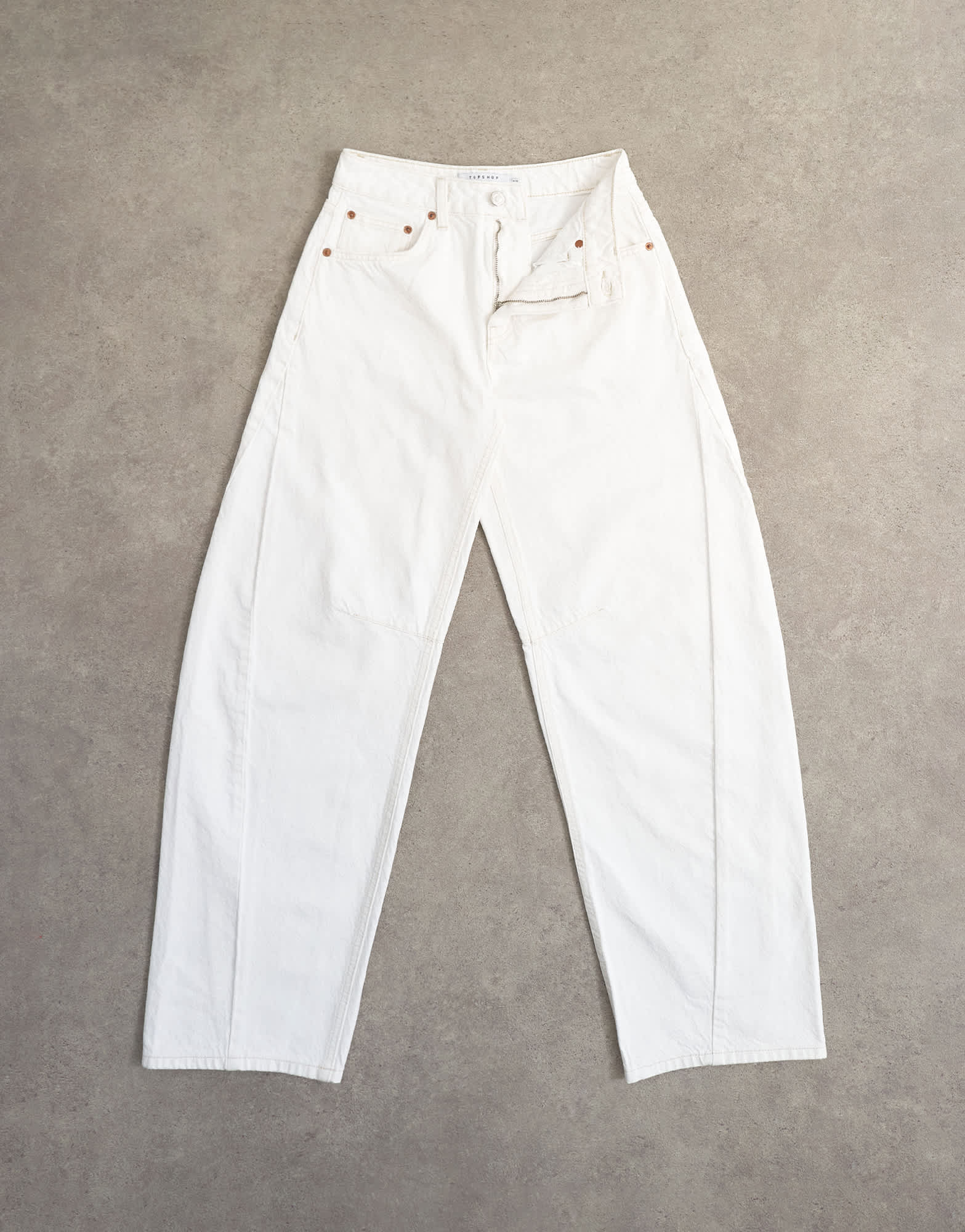Topshop Barrel mid rise jean in white