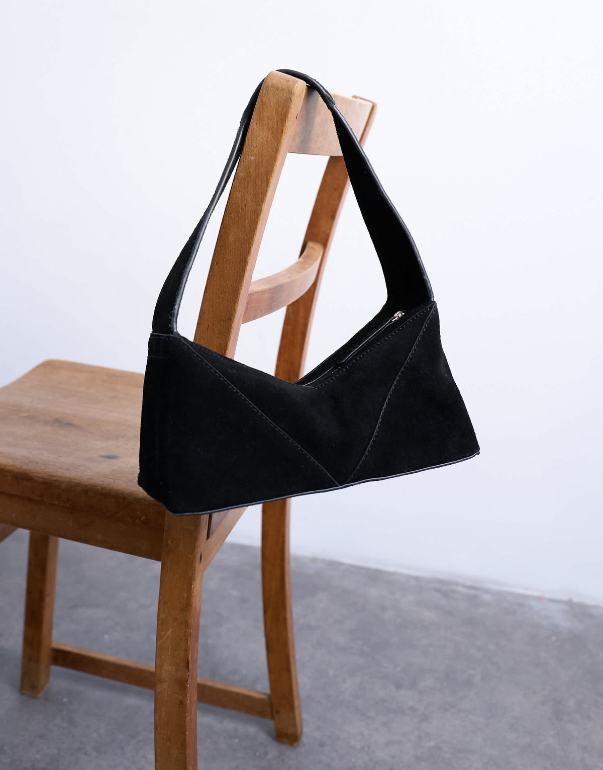 Topshop Safia real suede shoulder bag in black