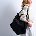Topshop large canvas tote bag in black