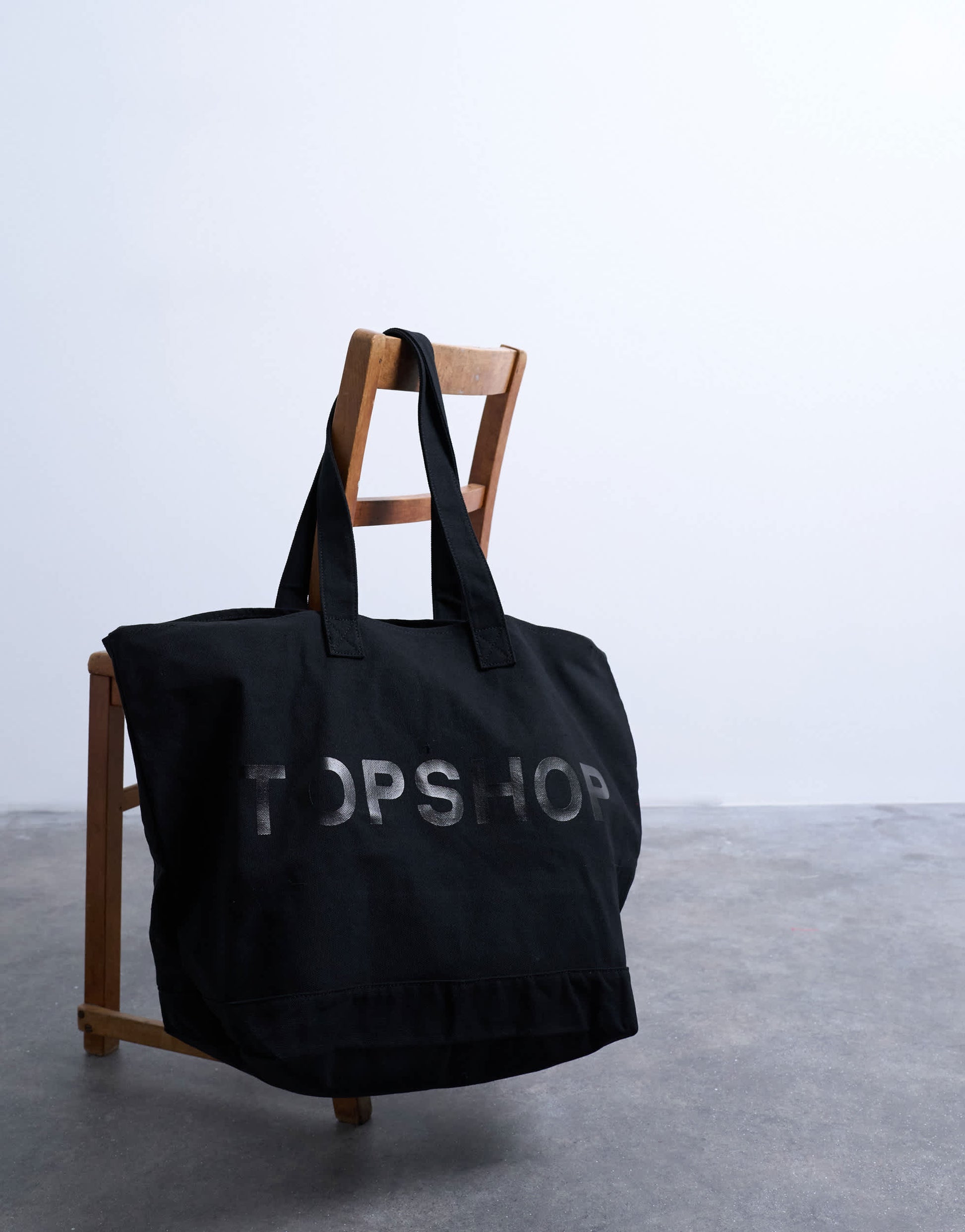 Topshop large canvas tote bag in black