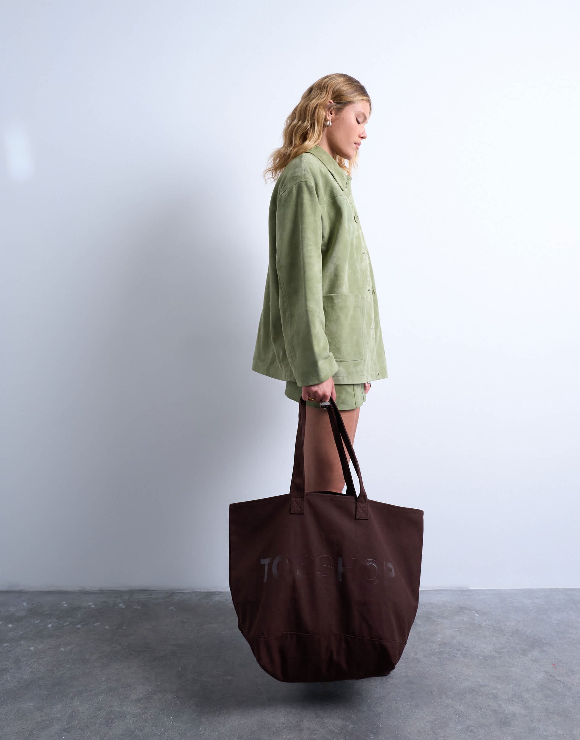 Topshop large canvas tote bag in brown