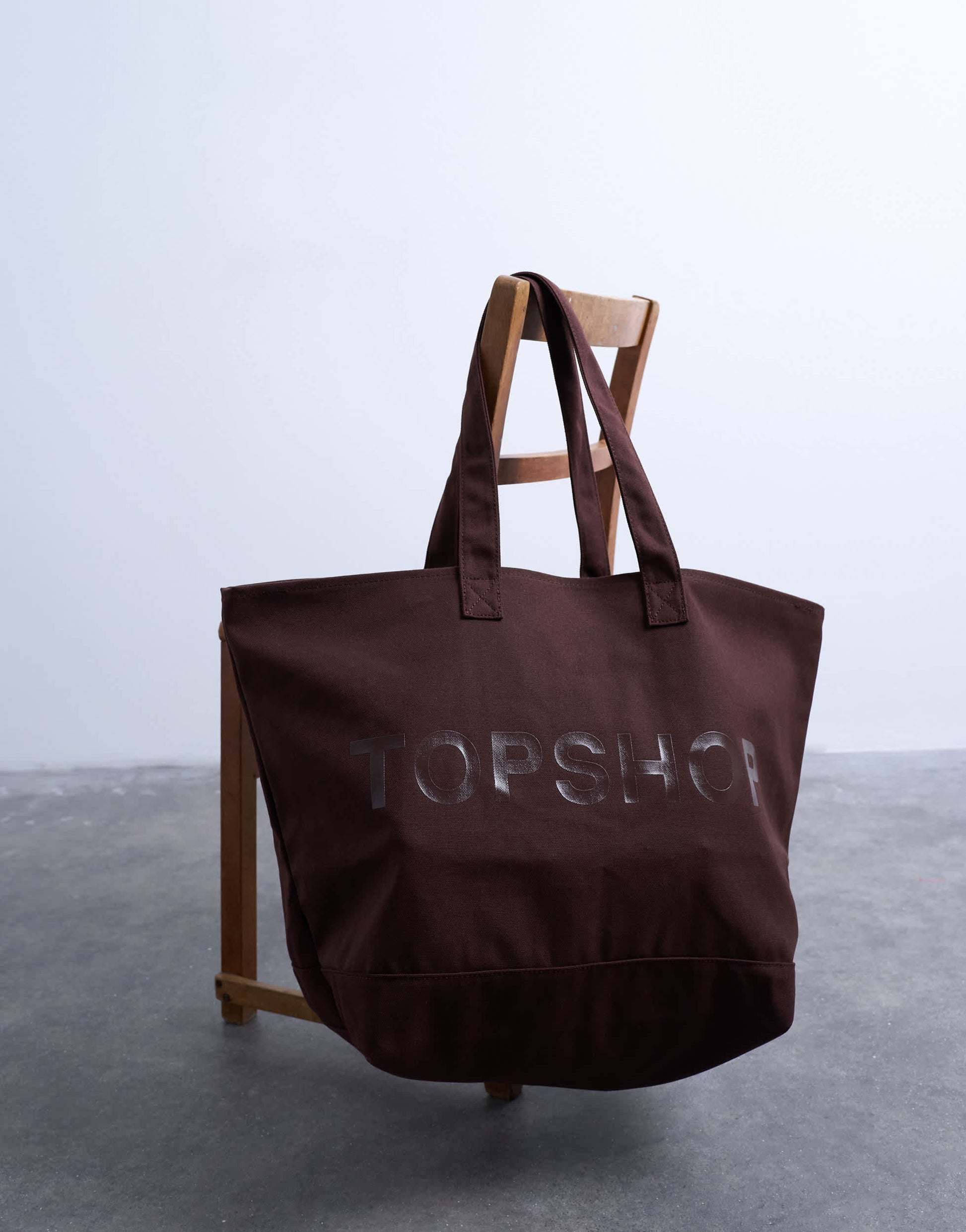 Topshop large canvas tote bag in brown