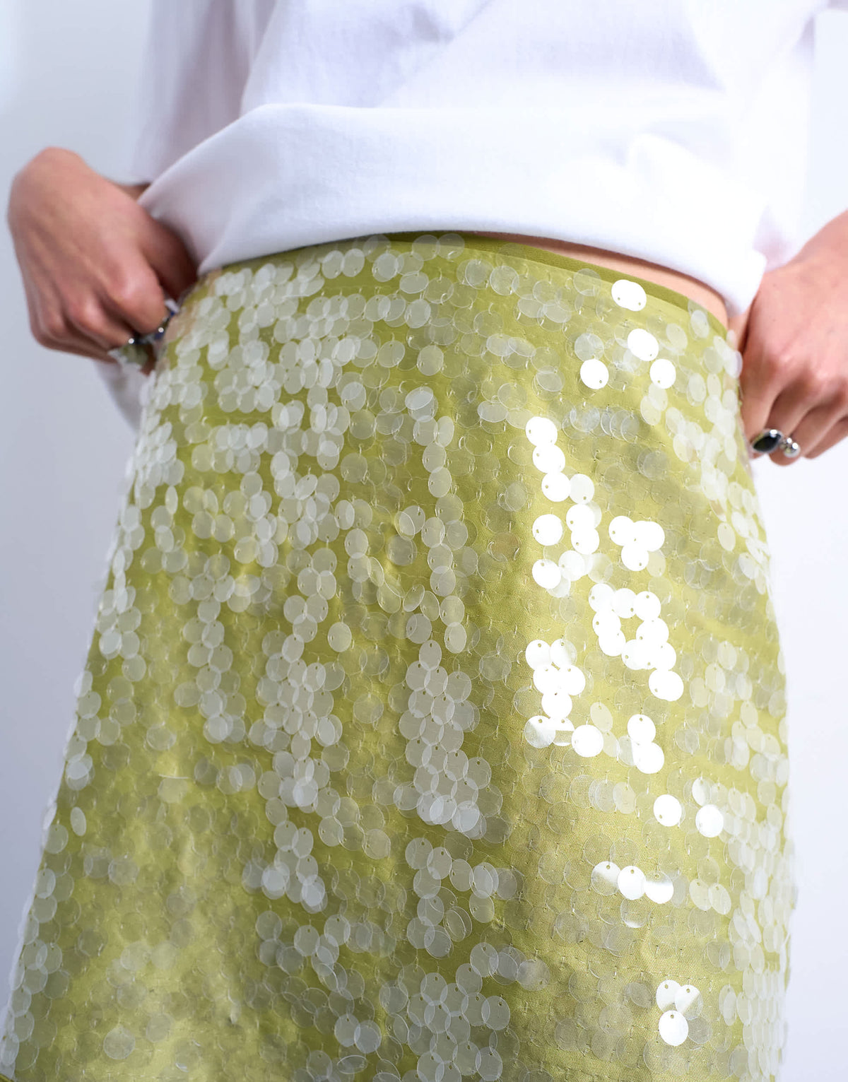 Topshop sequin a line mini skirt in green