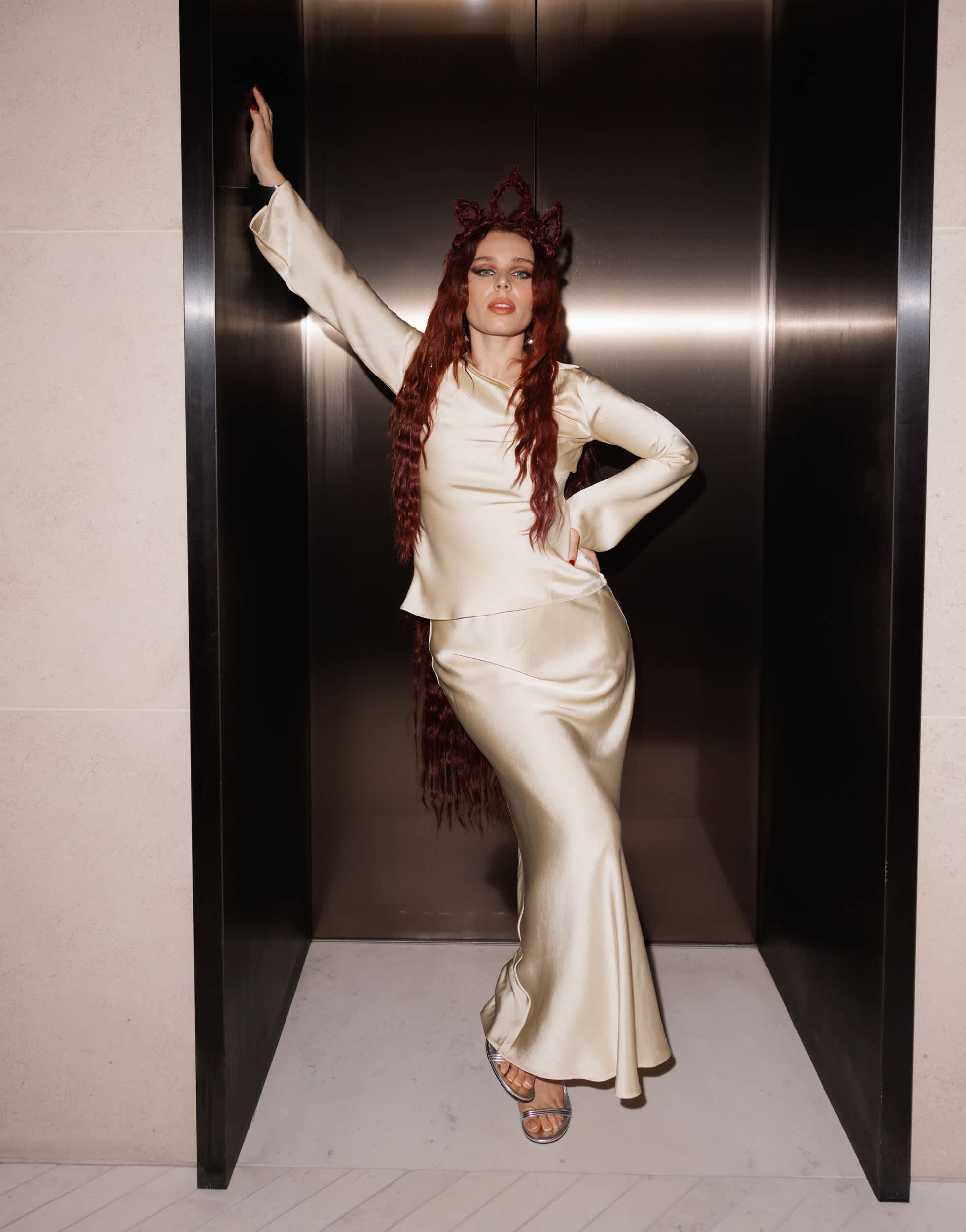 Jupe longue Topshop en biais couleur crème