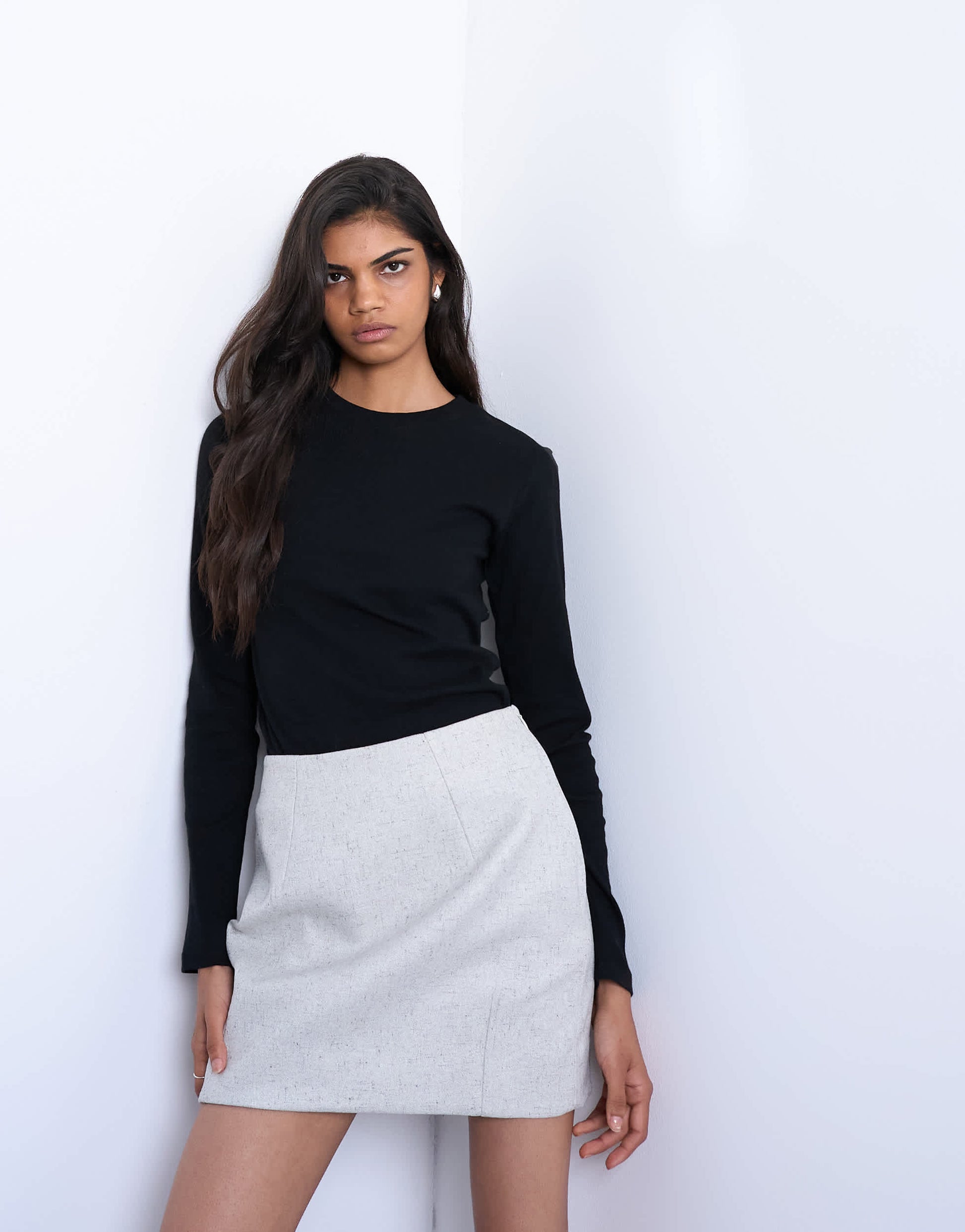 Topshop a line mini skirt in grey