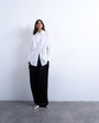 Topshop cinched oversized poplin shirt in white