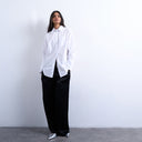 Topshop cinched oversized poplin shirt in white