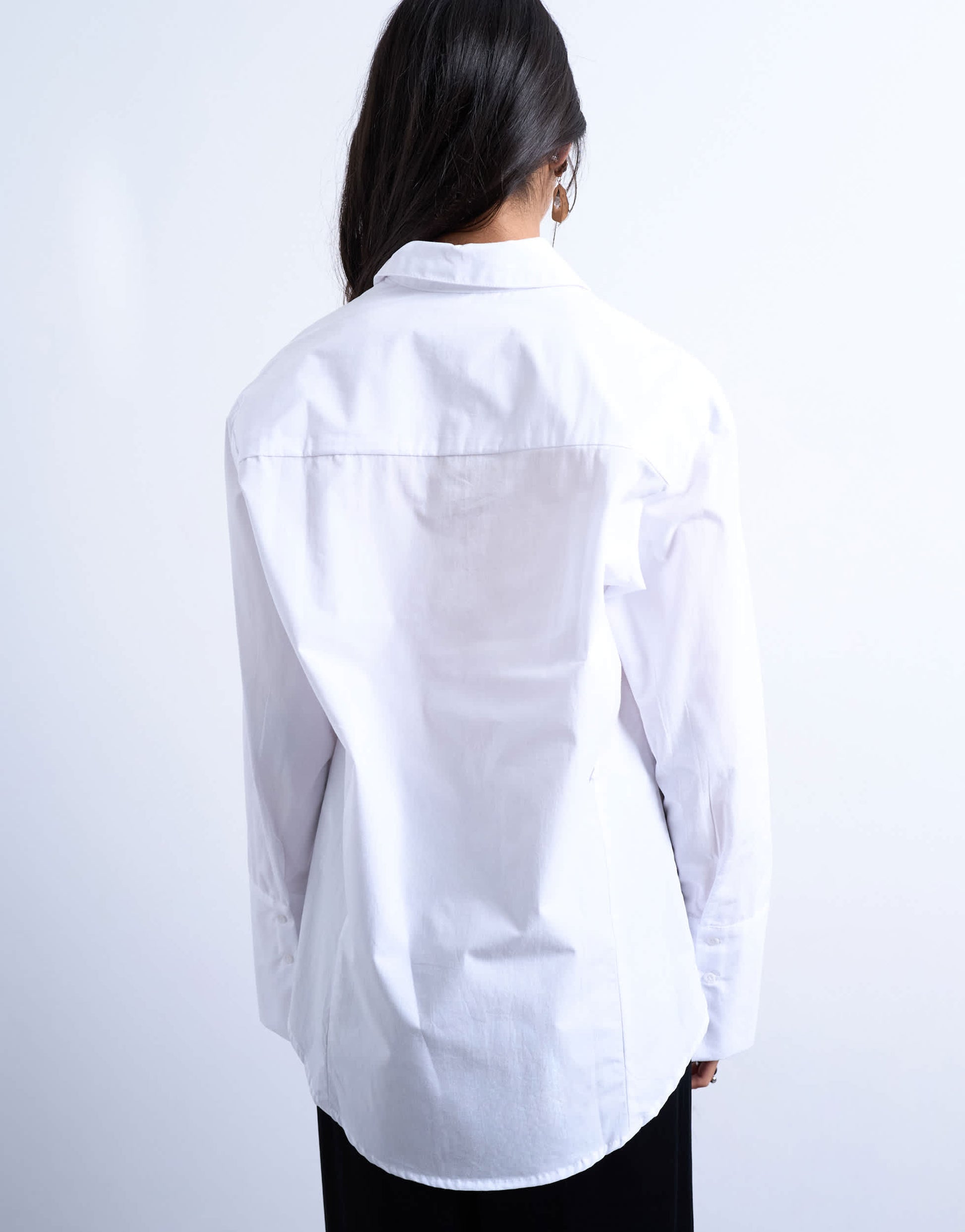 Topshop cinched oversized poplin shirt in white