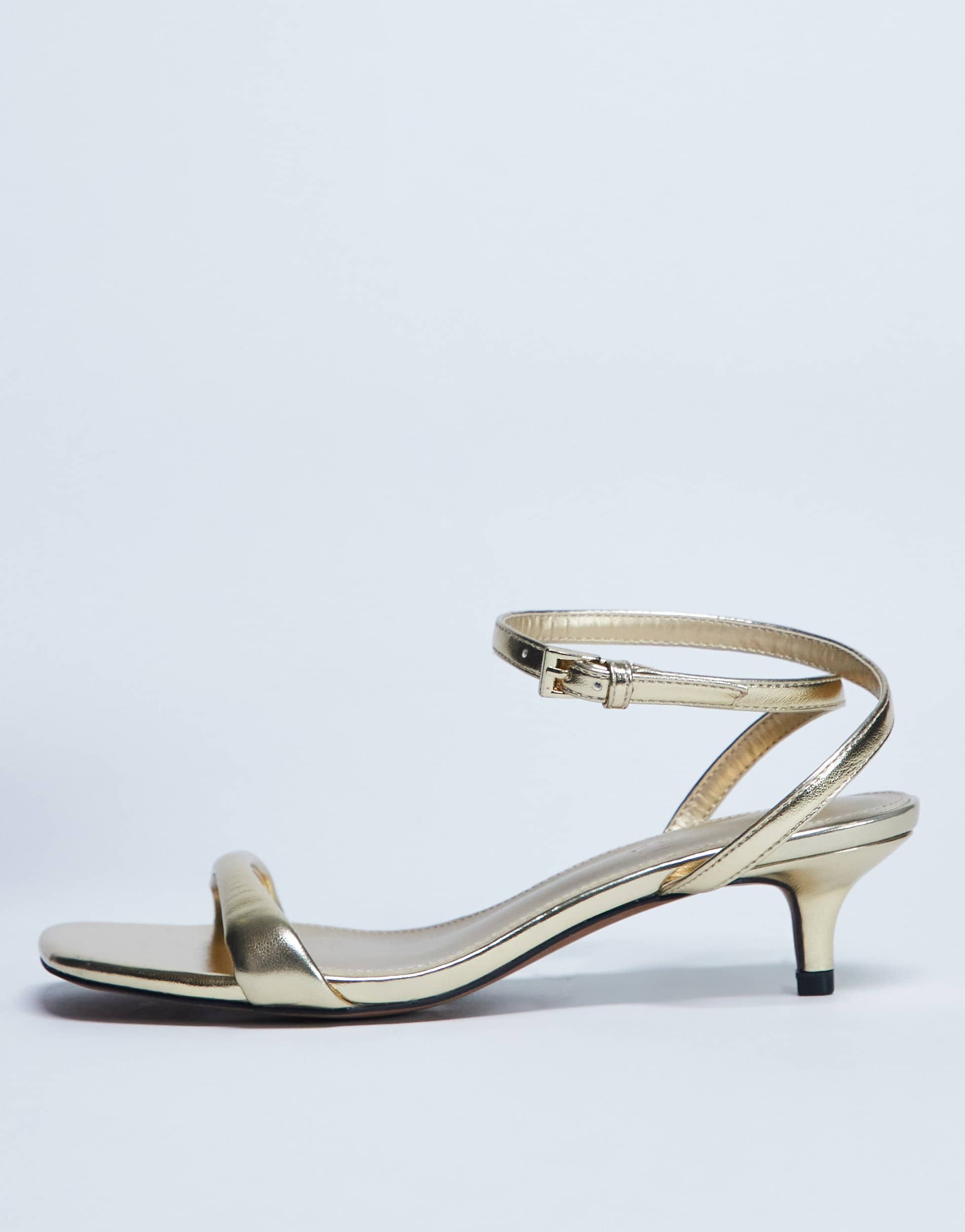 Topshop Irene barely there mid heeled sandal in gold