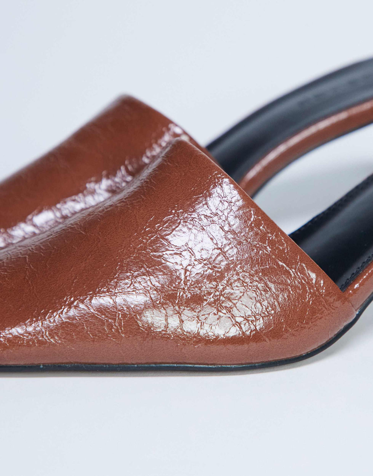 Topshop Idea patent square toe mule in chocolate