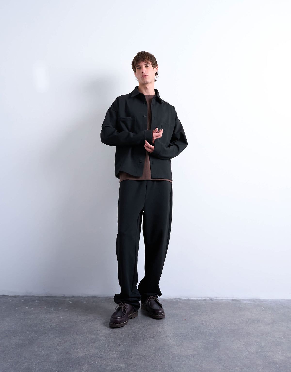 Topman fit double pocket jersey jacket in black