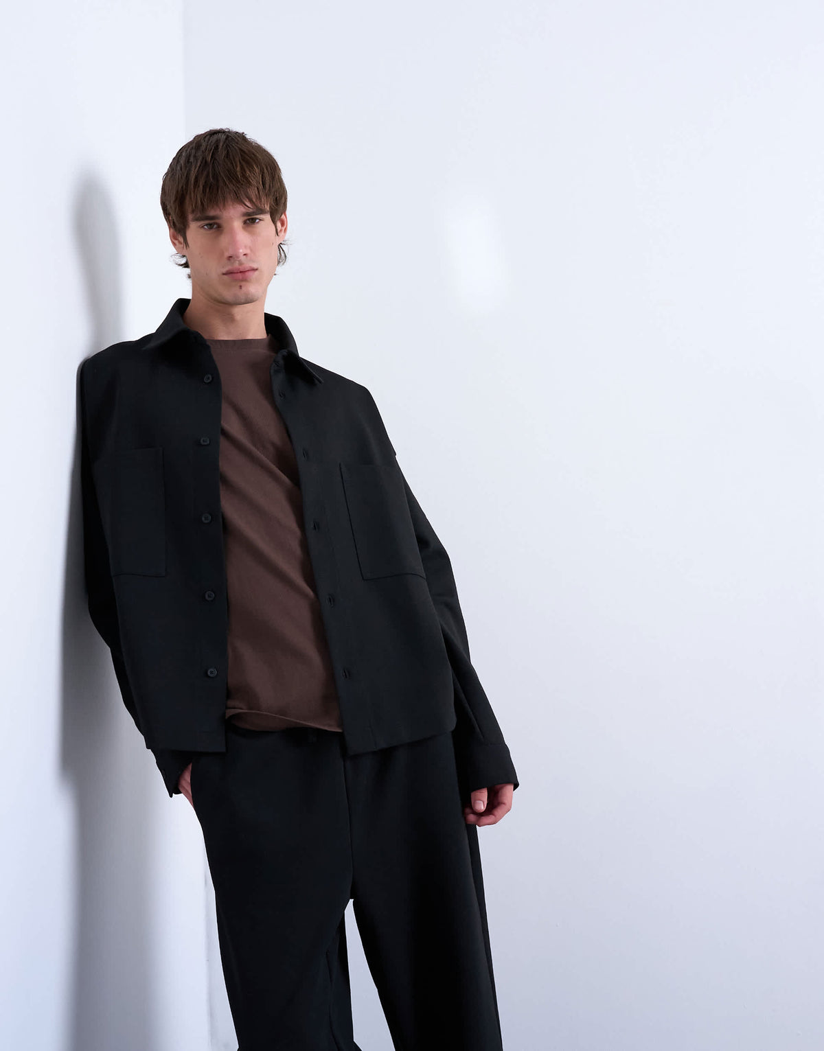 Topman fit double pocket jersey jacket in black