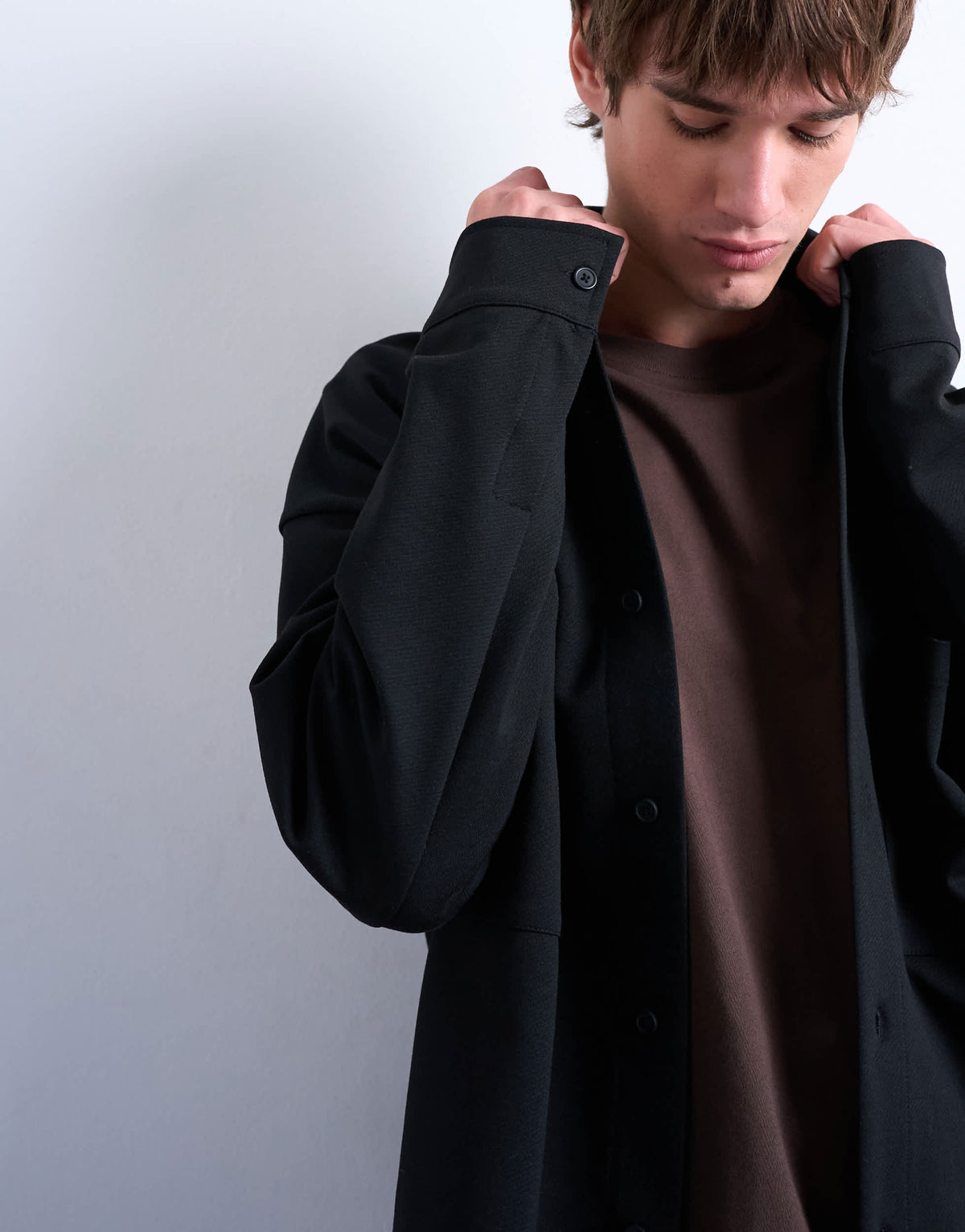 Topman fit double pocket jersey jacket in black