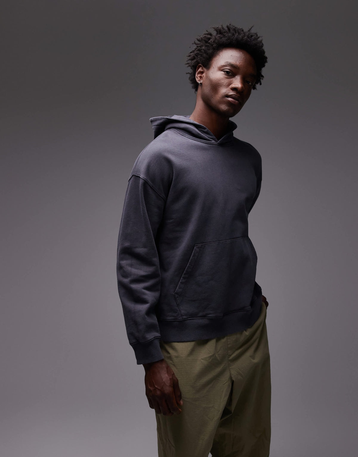 Topman oversized fit hoodie in washed black