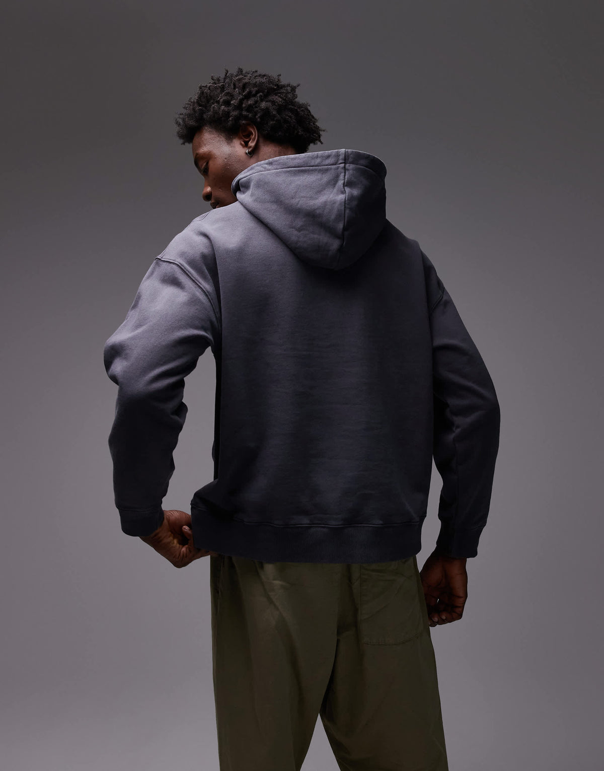 Topman oversized fit hoodie in washed black