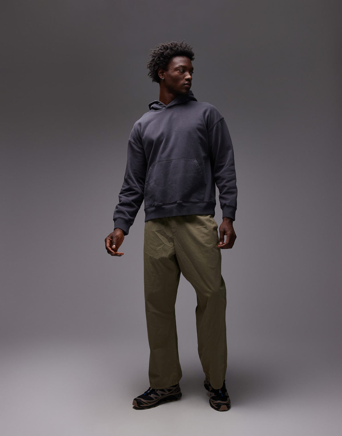Topman oversized fit hoodie in washed black