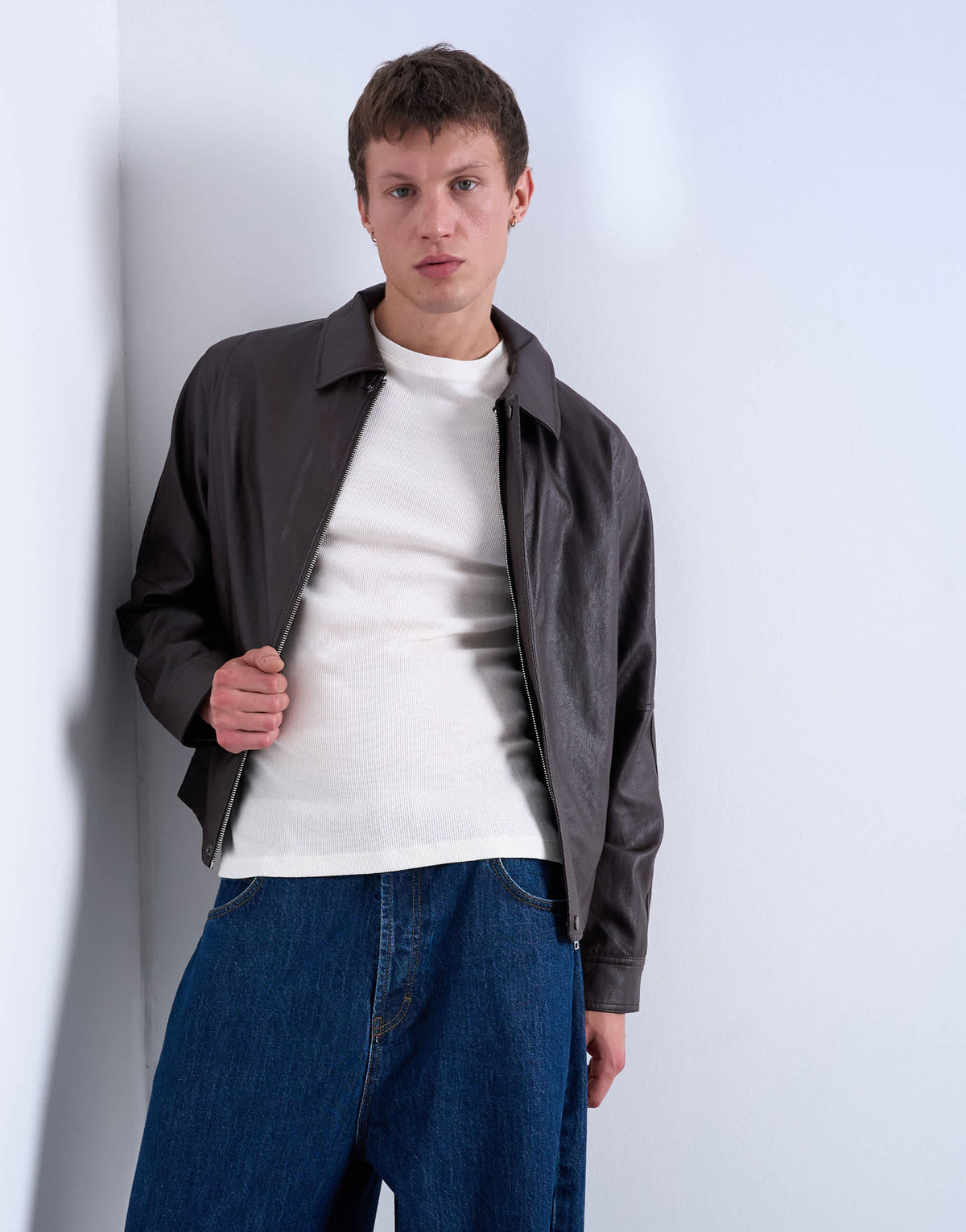 Topman faux leather smart jacket in burgundy