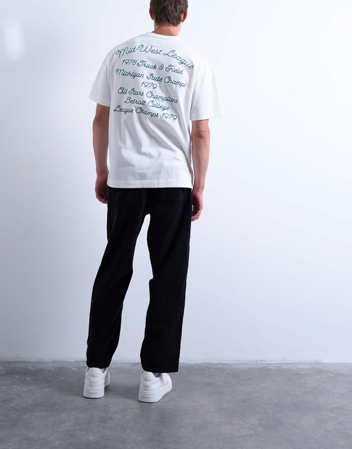 Topman cord taper leg trousers in black