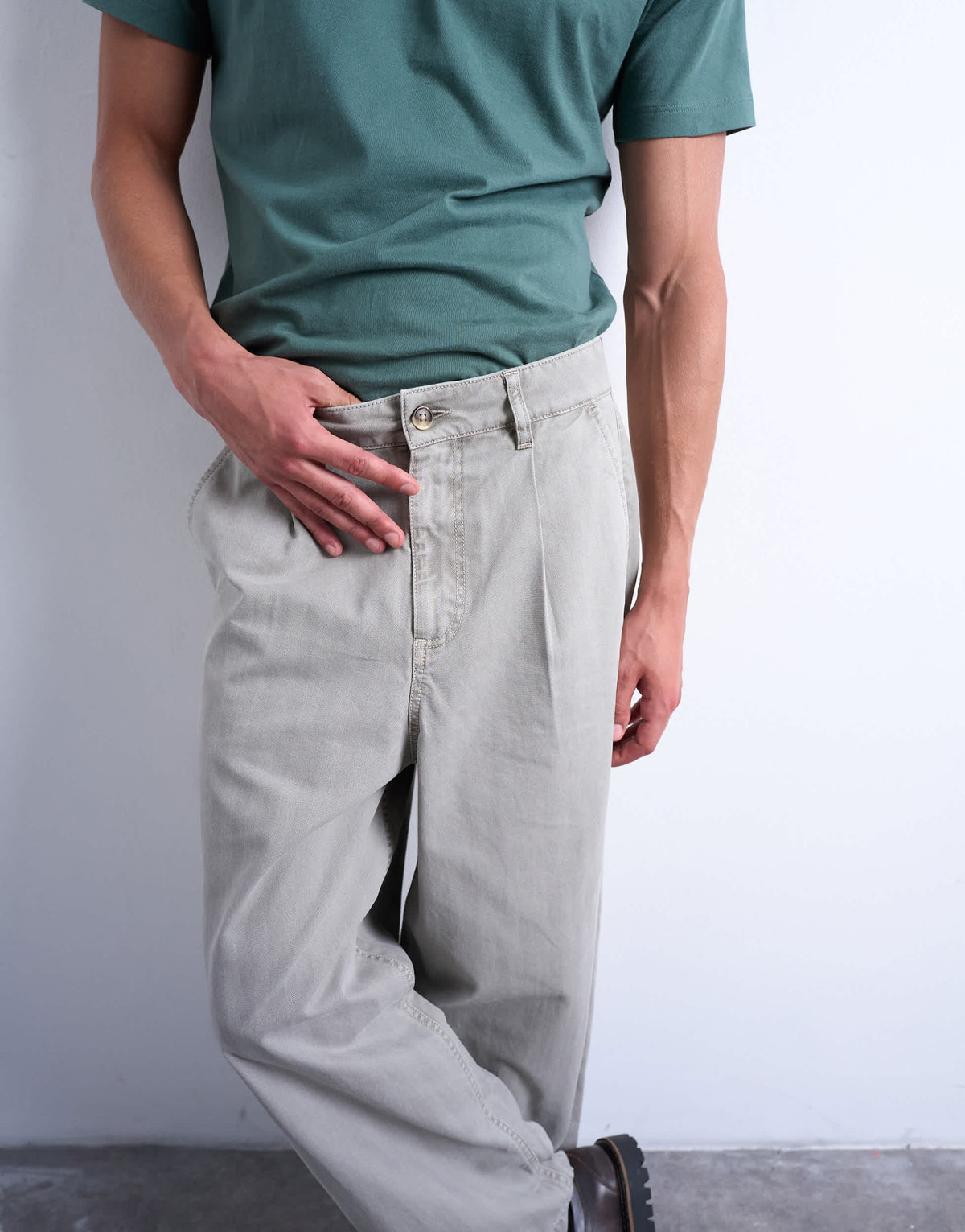 Topman herringbone barrel trouser in stone