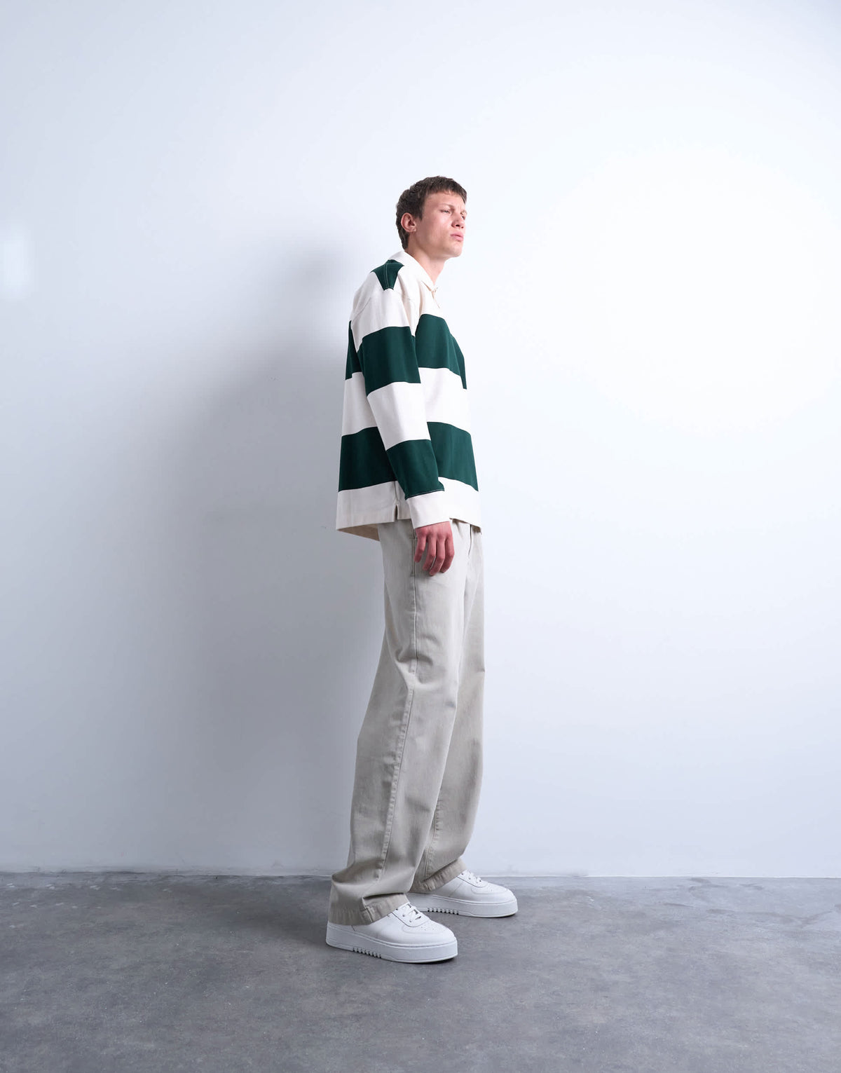 Topman baggy fit high waisted twill trouser in stone