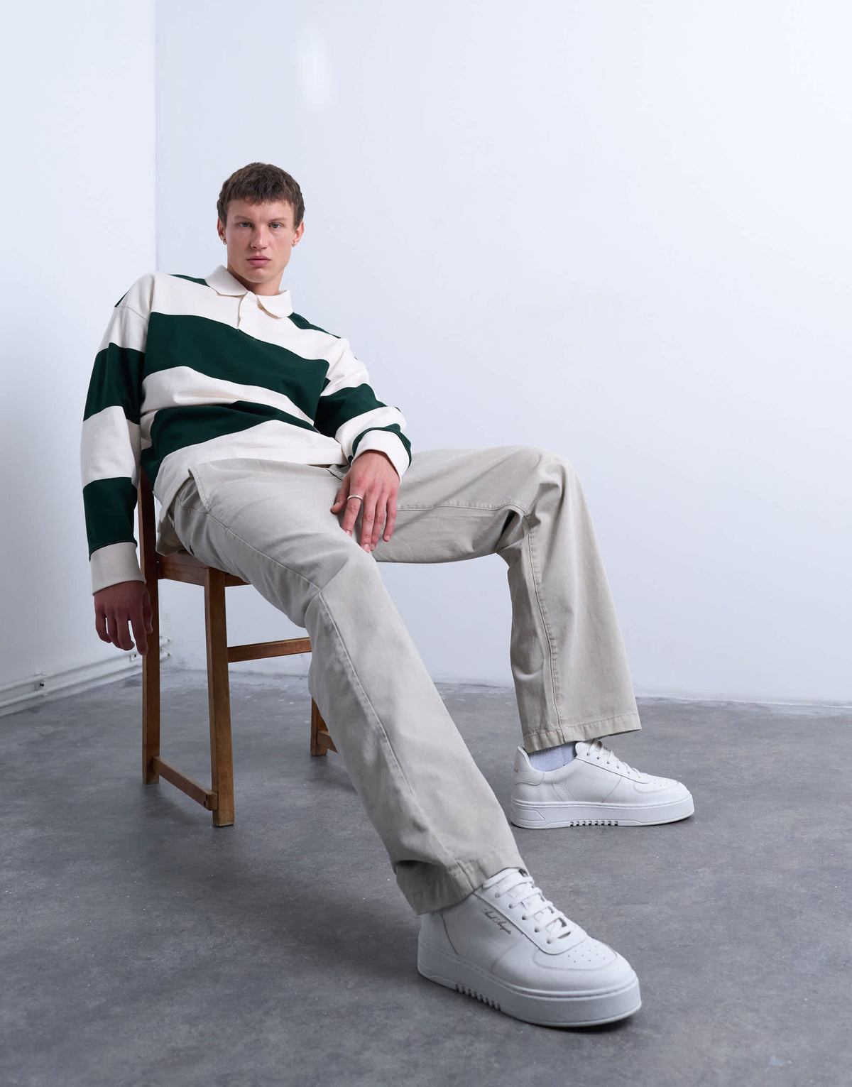 Topman baggy fit high waisted twill trouser in stone
